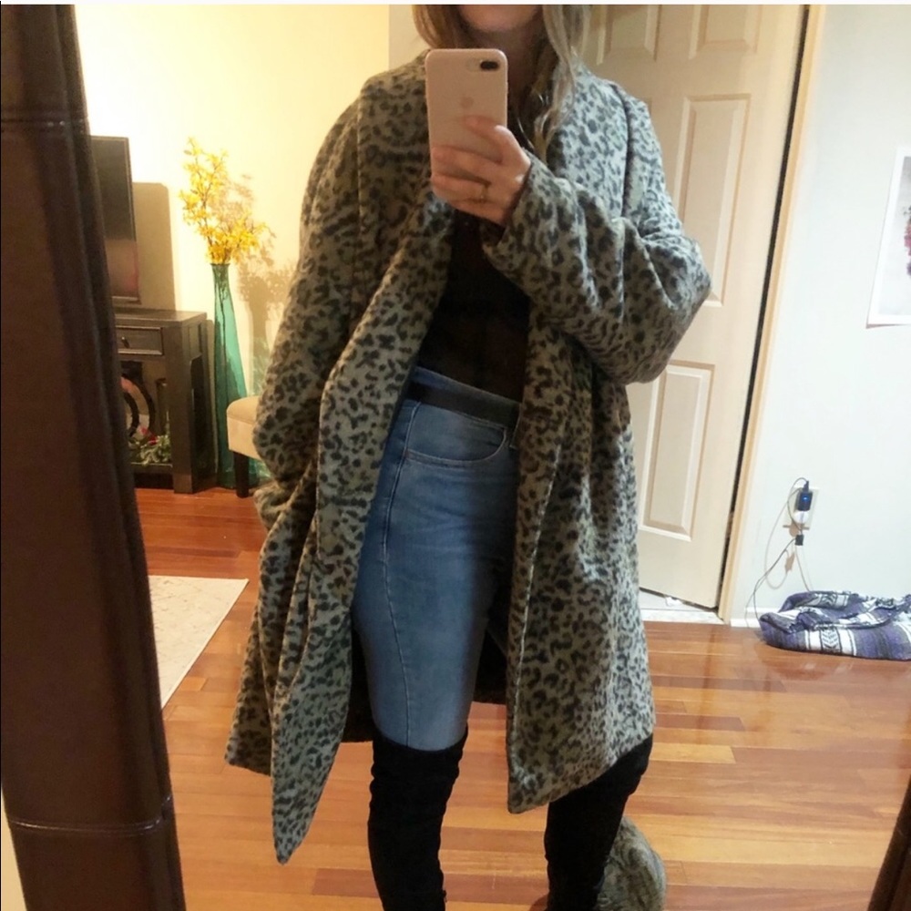 Leopard Animal Print Faux Fur Long Coat • 3X